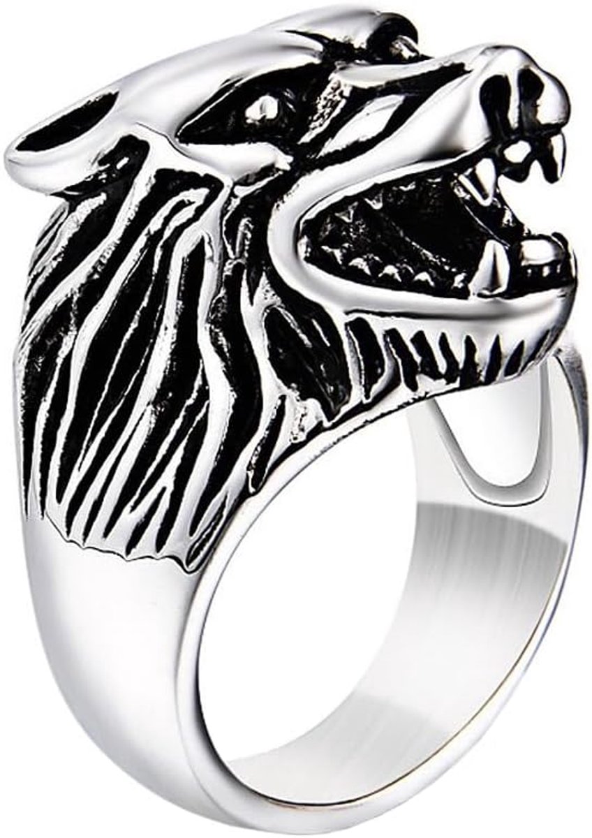 Ring edelstaal Wolf Zilverkleurig-19mm