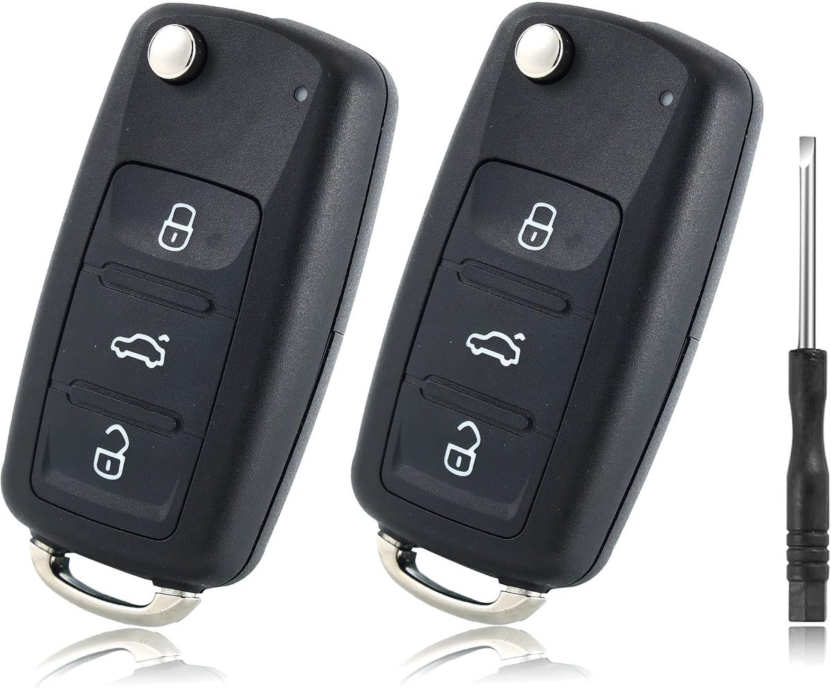 Afstandsbediening voor Volkswagen met lederen sleutelhanger, autosleutel, radiografische sleutel, vervanging, voor VW MK6, Golf Skoda Lavida, Tiguan Touareg Seat Jetta