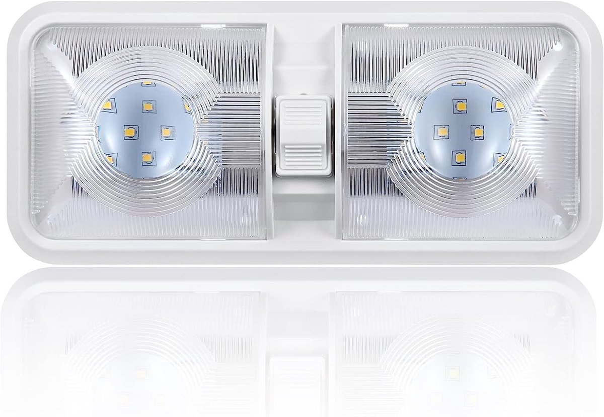 12 volt voor camper met aan/uit-schakelaar, neutraal, 4000-4500 K, 8 W, 600 lm, verlichting, led-plafondlamp, 12 V, binnen, voor camper, bestelwagen, aanhanger, boot, 1 stuk