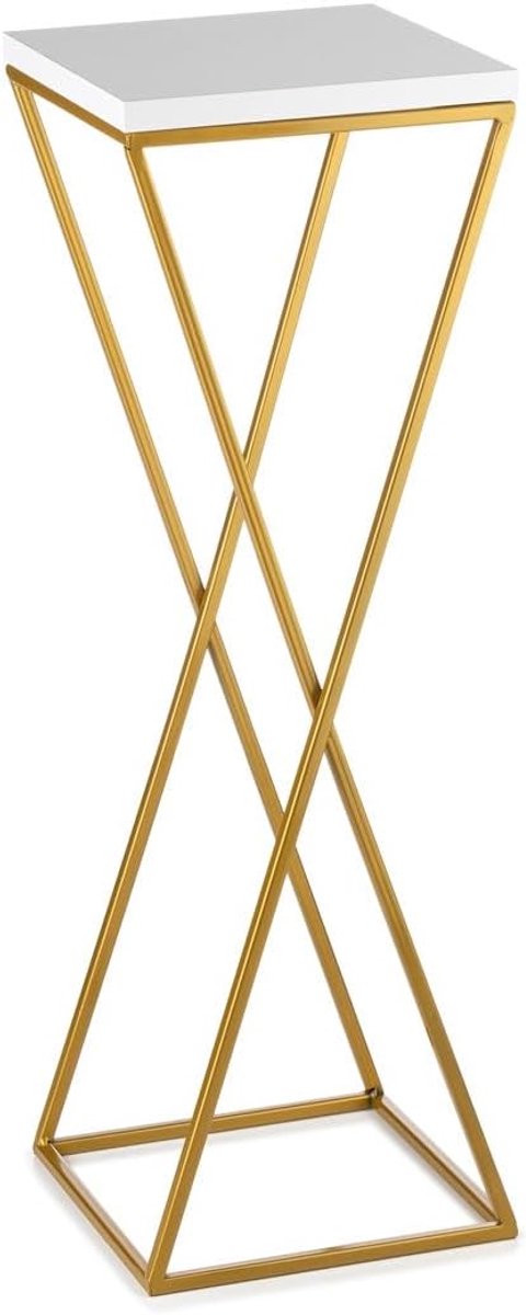 70 cm gouden bloemenstandaard met witte MDF-plaat modern