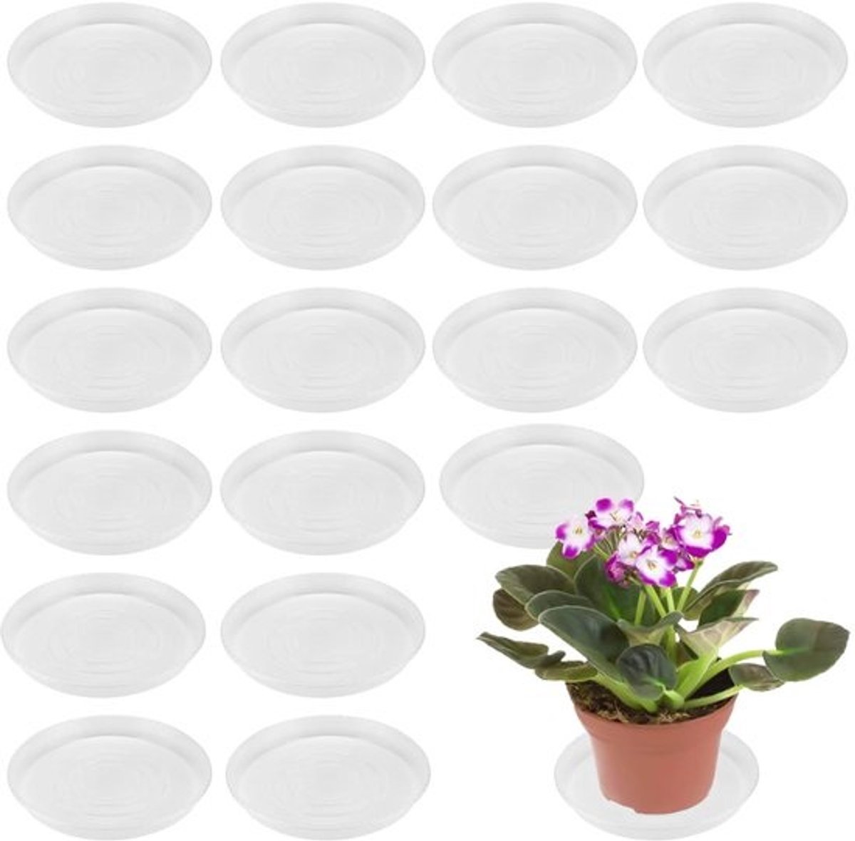 Dailygoods - Plantenschotels - 20 stuks - 25 cm - Plastic druppelbakken - Voor binnenplanten - Stevig en duurzaam - Transparant
