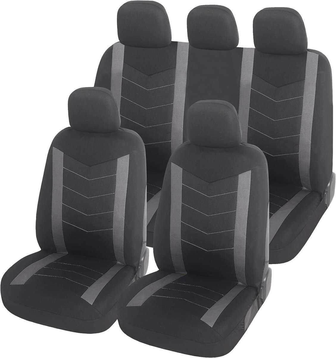 Auto-Stoelhoezen Set Universeel Zwart Grijs | Autostoel Hoezen met Deelbare Achterbank | Auto Accessoires Interieur