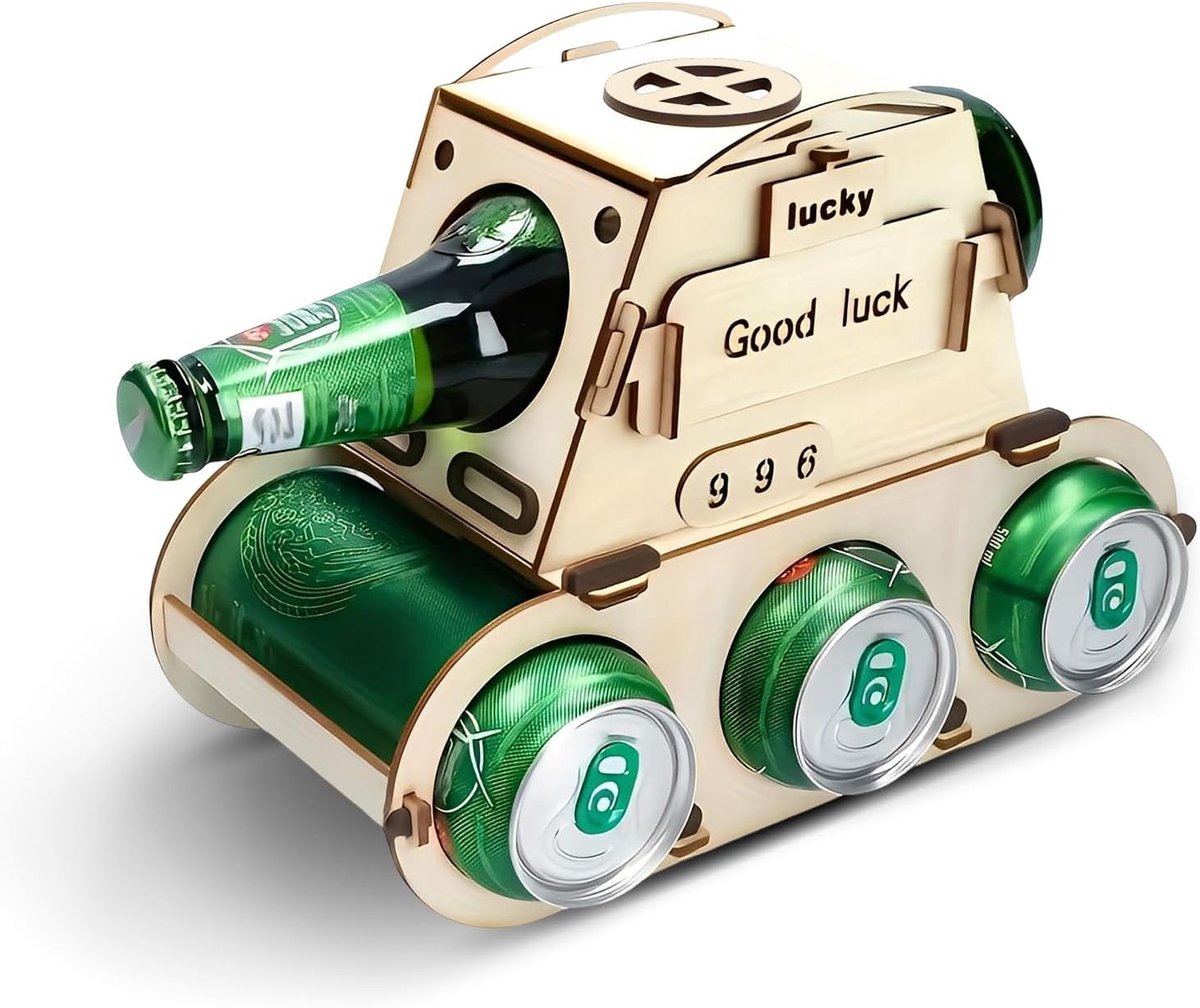 Bierhouder van Hout,Forreen Bierdrager Hout,Grappig Biercadeau voor Mannen,Doe-Het-Zelf Bierflessenhouder,voor Feestjes
