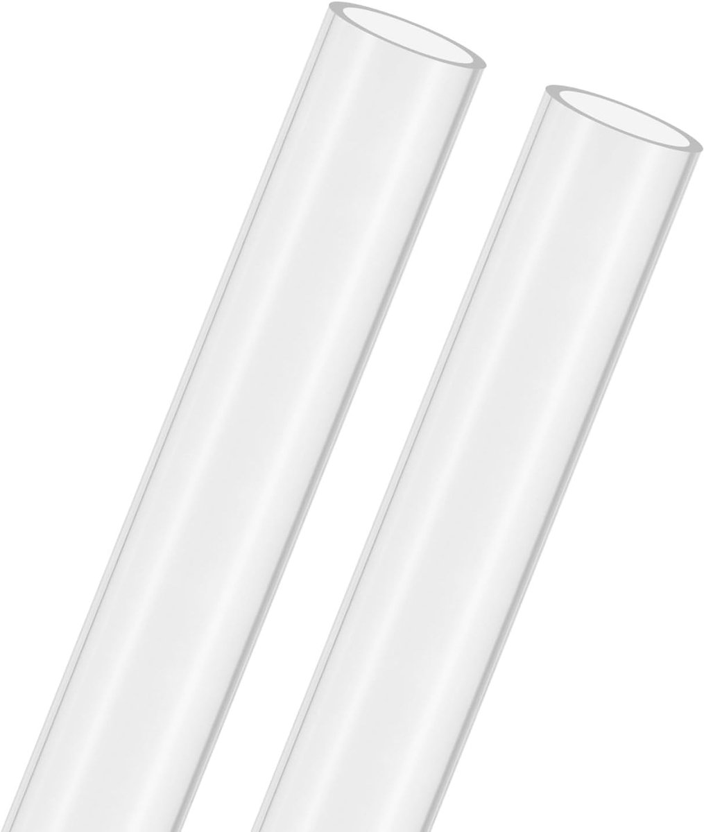 2-Pack Heldere Stijve Acryl Pijp, 19mm[0,75"] ID x 23mm[0,91"] OD Kunststof Ronde Buis voor Water Koelsysteem/Lampen/Fonteinen/Aquaria/Display Stand, Acryl Buizen [305mm/12IN]