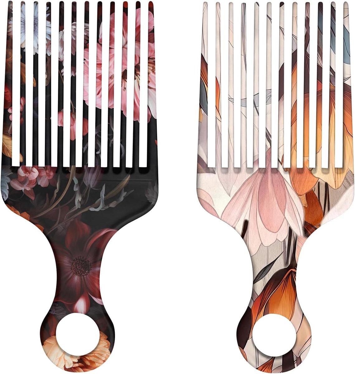2 stuks brede tandkam, moeiteloze klitverwijdering voor lang haar stylingkam voor krullend, nat, schattig esthetisch ontwerp voor vrouwen, mannen en meisjes (E8-zwart)