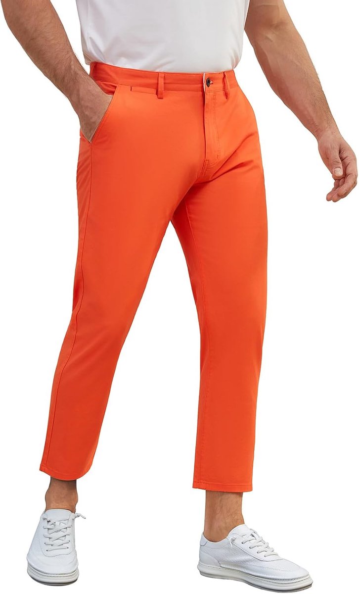 7/8 broek heren zomer chino cropped modern stretch licht atletisch taps