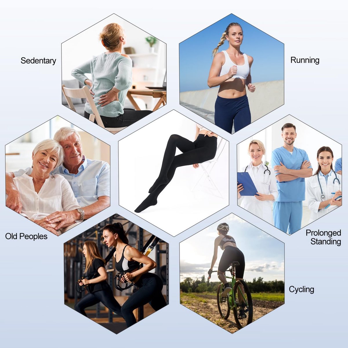 Kousen, voor dames en heren, lang, 20-30 mmHg, gegradueerde ondersteuning, steunkous, teenwikkel, compressiekous, broek, compressiebroek voor spataderen en oedeem
