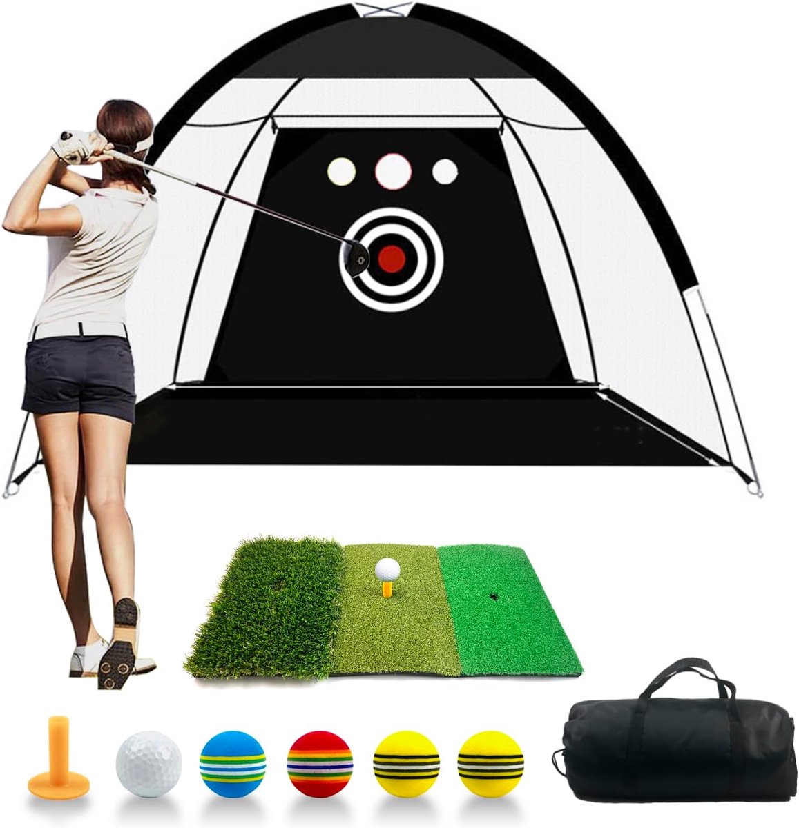 Praktijk Net 10x7Feet (300x200cm) met Hitting Mat Set Training Chipping Aid Netten met Nylon Doel