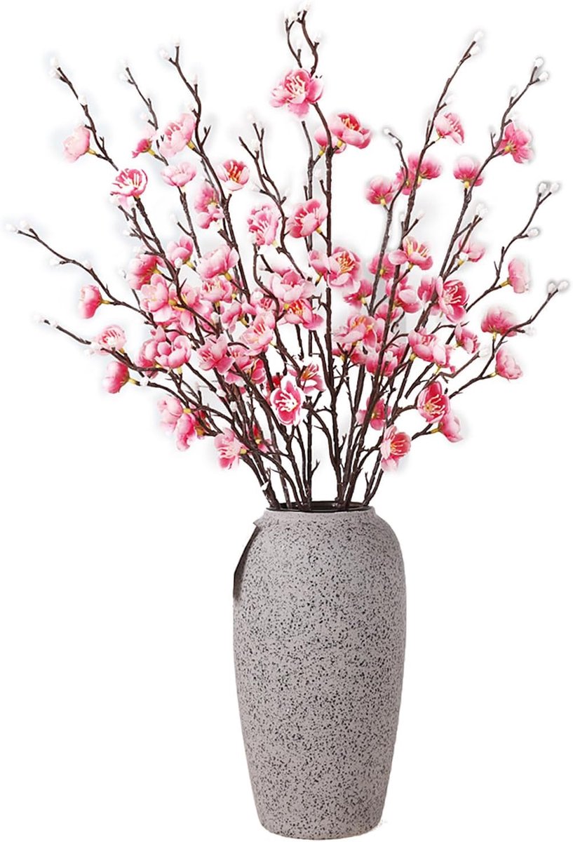 Kunstmatige Witte Pruimenbloesem, Nepbloemen Zijdestof Simulatie Bloemen Boeket voor Thuis Keuken Kantoor Hoteldecoratie Bloemstuk Centerpieces Bruiloft Huis voor Tafel (Roze)