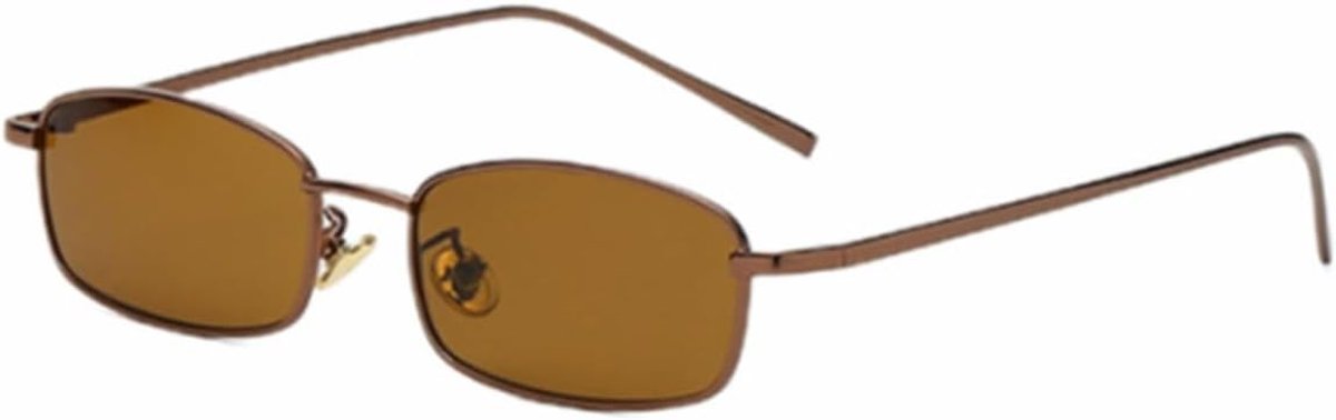 Rechthoekige zonnebril retro slank metalen frame glazen vintage rechthoekige snoepkleur zonnebril