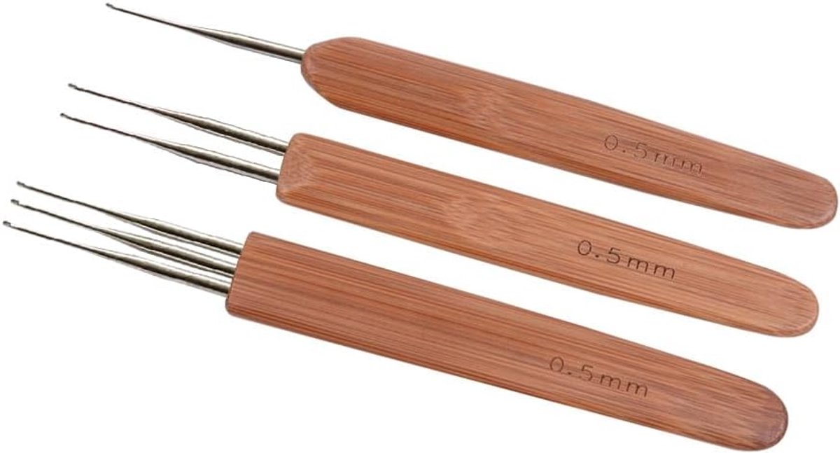 Dreadlock Naald Tool gevlochten naalden haaknaalden voor sloten van haaknaalden 0,5 mm 3 stks/set （1 haak, 2 haken, 3 haken)