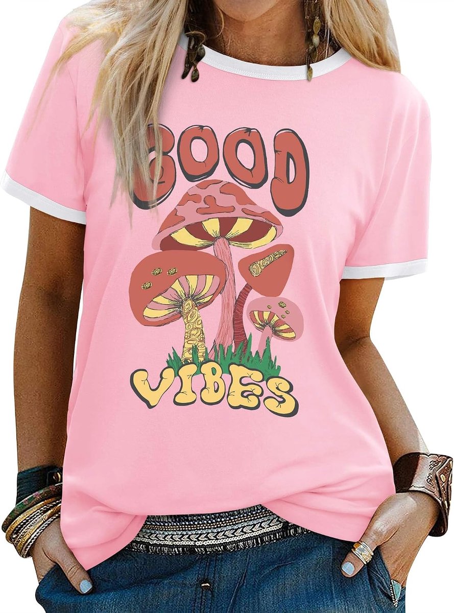 T-shirts voor vrouwen zomer korte mouw top dames regenboog print ronde hals shirts mode baggy katoen mix blouse