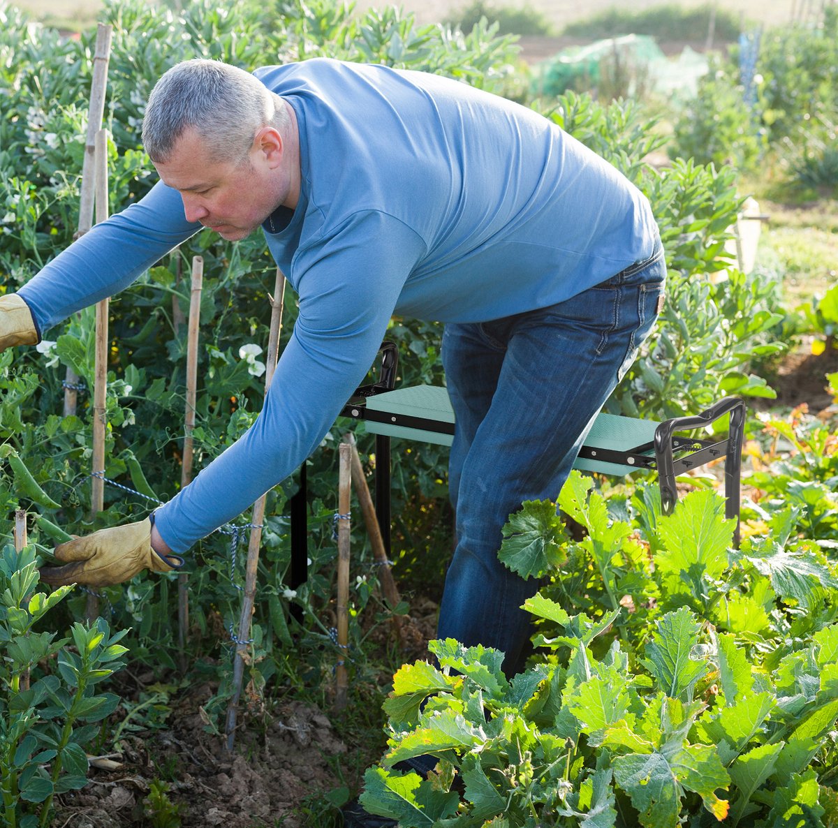 Kniebank Opvouwbaar – 58 x 28 x 49 cm – Staal en EVA-schuim – Zwart – Voor Tuinwerk – Zit- en Kniefunctie – Belastbaar tot 150 kg