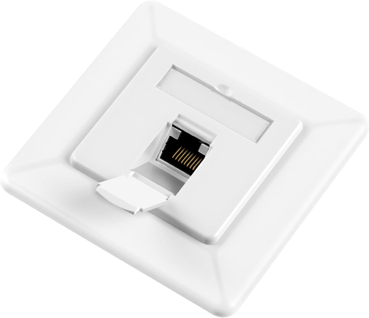 CAT6A Universele Netwerk Jack, 1 Poort LAN Jack STP Volledig Afgeschermde RJ45 Module voor 10 Gigabit Ethernet, Opbouw, Wit, Ideaal voor Thuis en Kantoor Netwerken