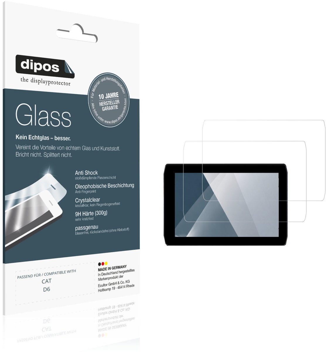 dipos – 2x Pantserfolie geschikt voor CAT D6 | 9H Screenprotector