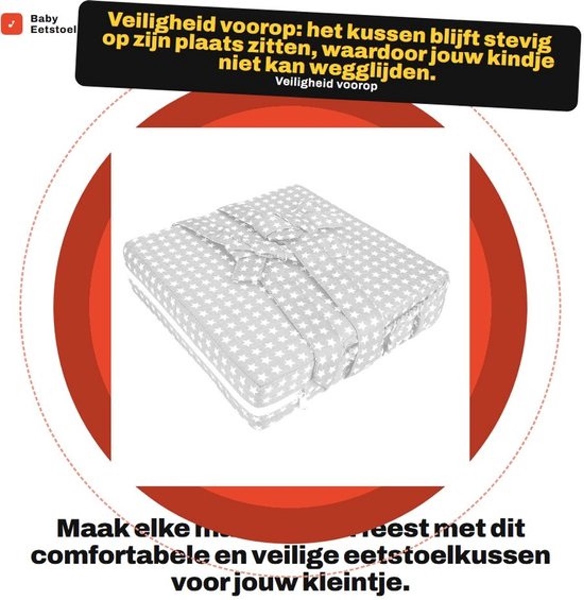 Dailygoods-eetstoel - Verstelbaar - Verwijderbaar kussen - Veiligheidsriemen - Lichtgewicht - Duurzaam materiaal - Gemakkelijk schoon te maken - Boosterstoel
