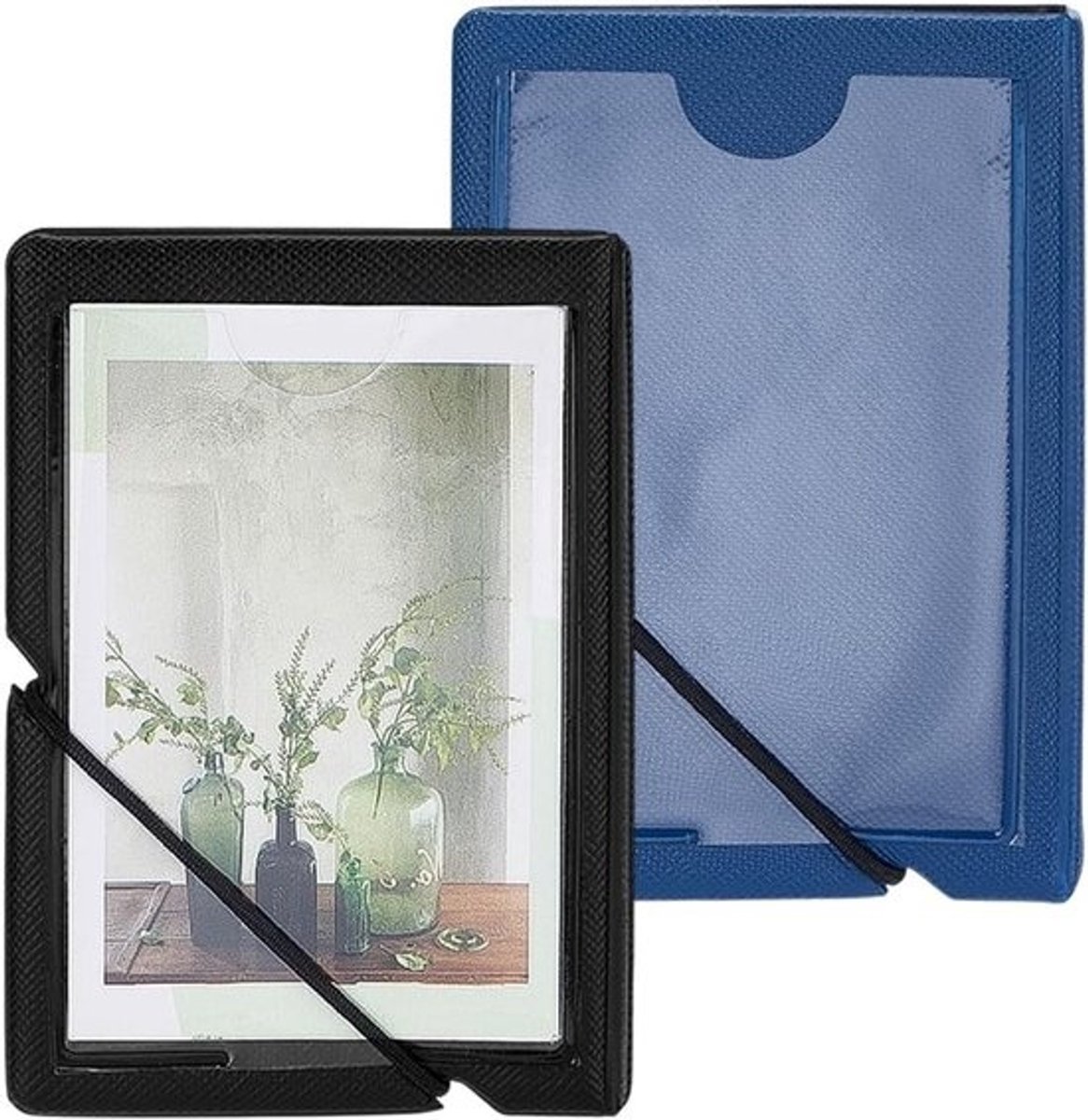 Set van 2 mini-fotoalbums met PVC-hoes - Zwart en blauw - 32 instantfoto's