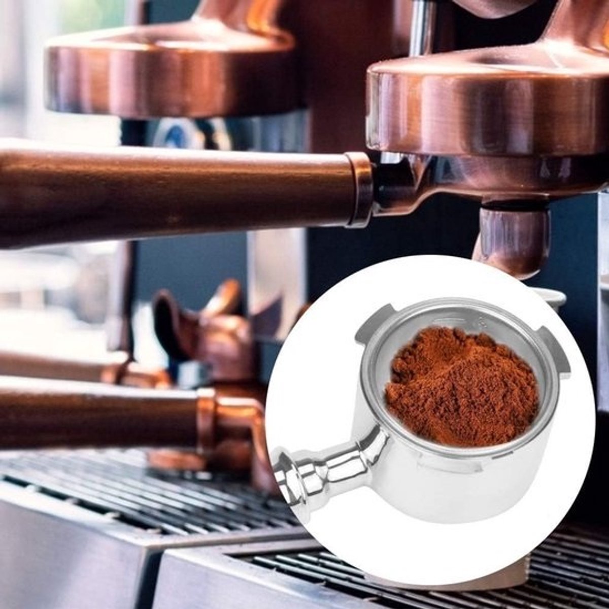 Espresso Machine Filter Basket voor 2 Kopjes, RVS Portafilter 51mm, Ideaal voor Koffieliefhebbers en Barista's
