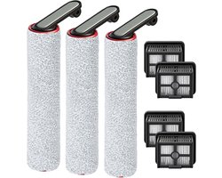 Vervangingsset met rolborstels en filters Geschikt voor de draadloze nat- en droogstofzuigers Dreamame H12 Pro, H12 Dual en G10 Pro, inclusief 3 rolborstels en 4 filters.