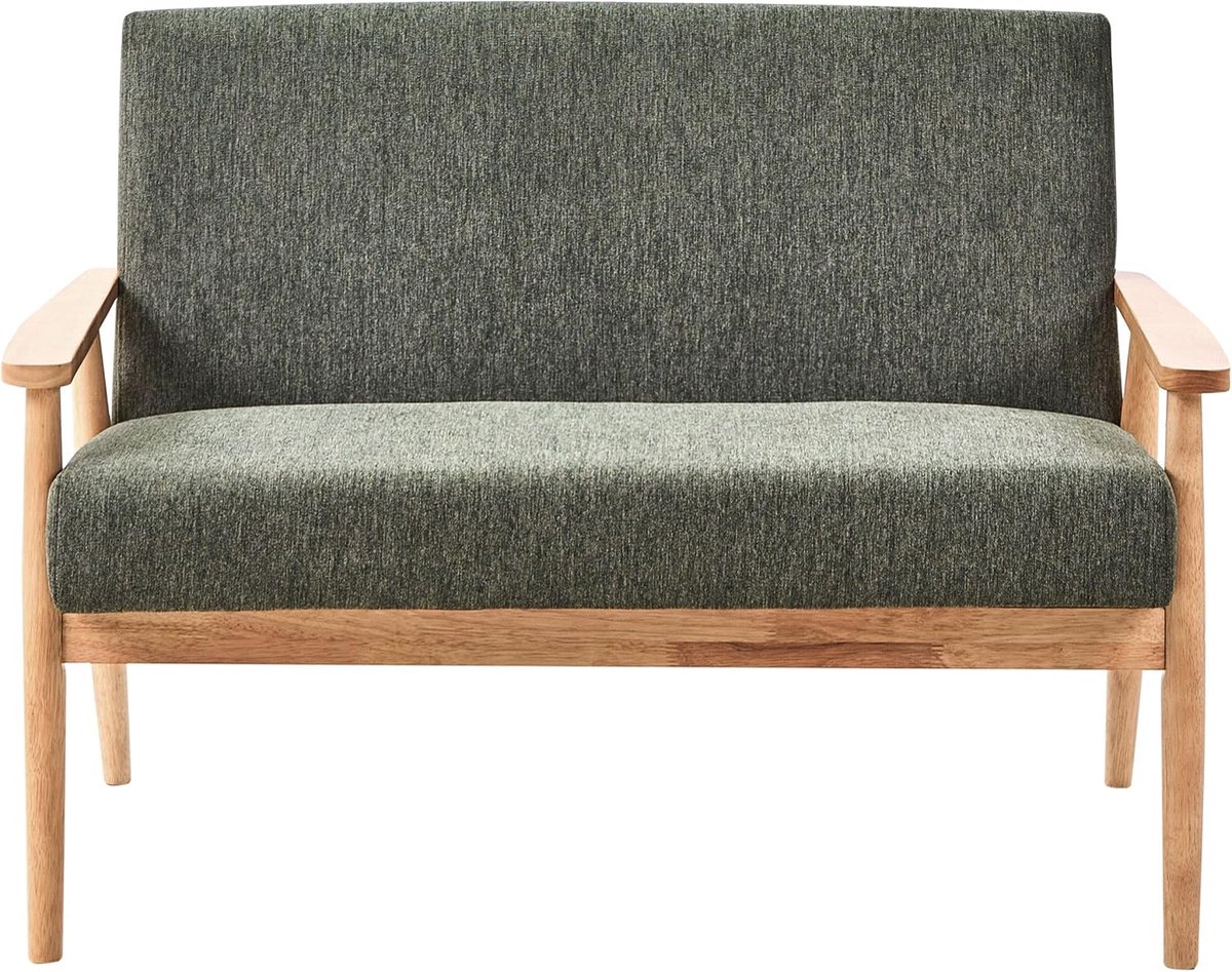 Woonkamer bank 2-zits polyester bekleding lichthout frame groen Esrum