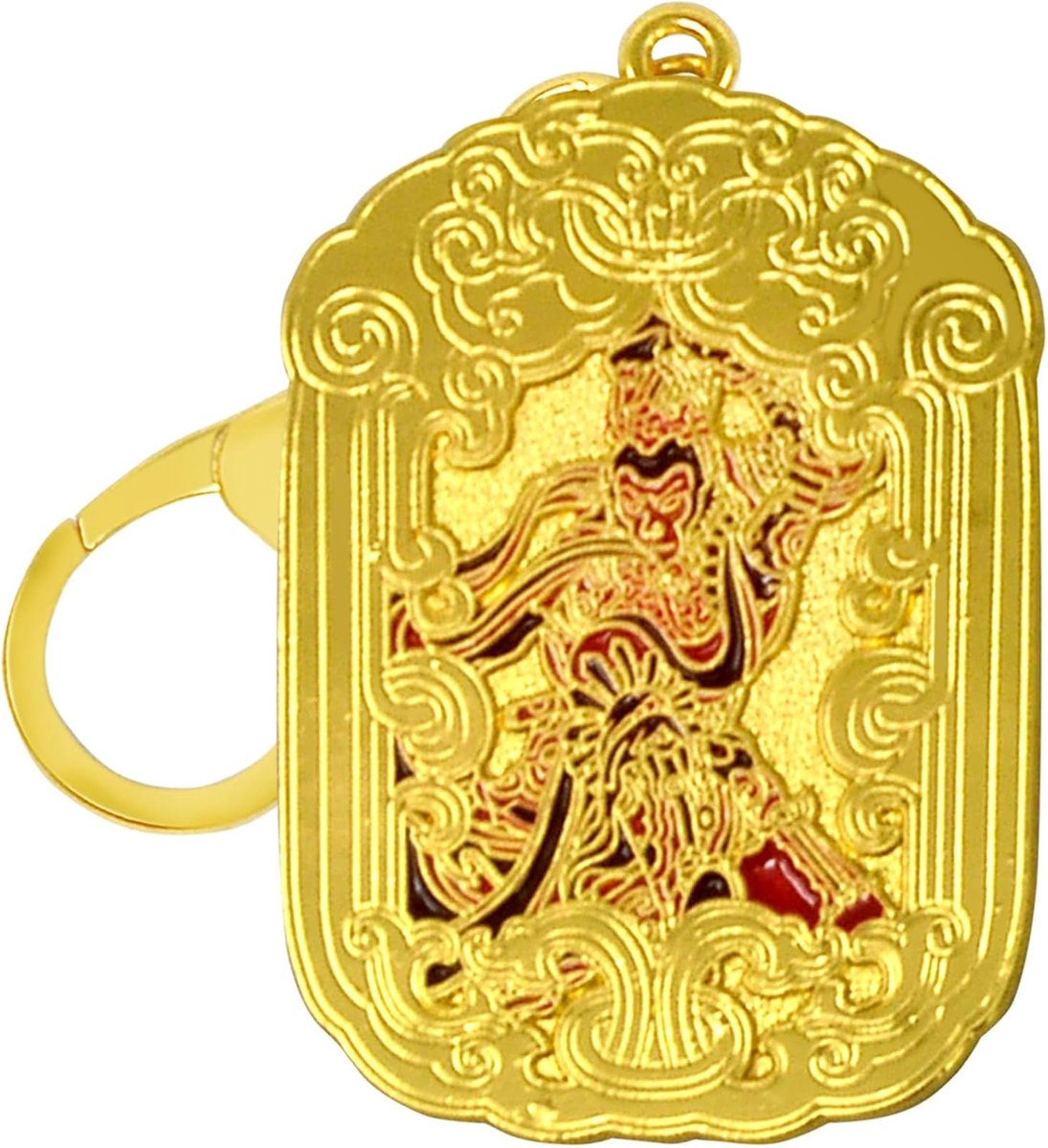 2024 Feng Shui Vrede Rijkdom Porsperity Succes Veel geluk Gouden Rode Zon Wukong Sleutelhanger Aarde Seal Sleutelhanger w5469