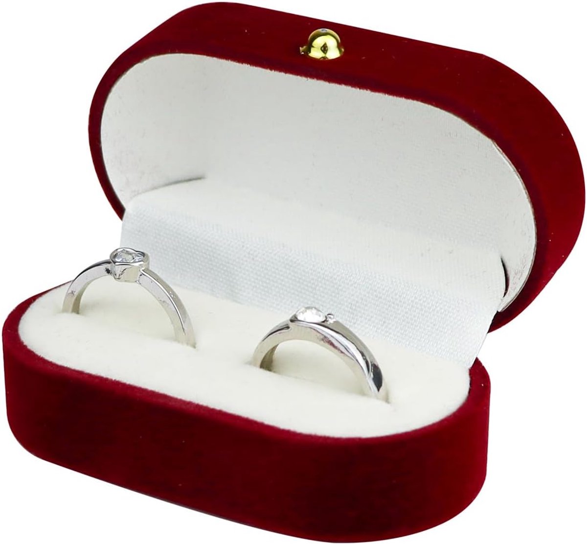 Dailygoods- Ringenbox Luxe - Velvet Juwelendoos - Huwelijksring Beugel - Sieradenbox - Ringen/Stud Oorbellen - Afmetingen 7.3 x 3.8 x 3 cm - Juwelenbo