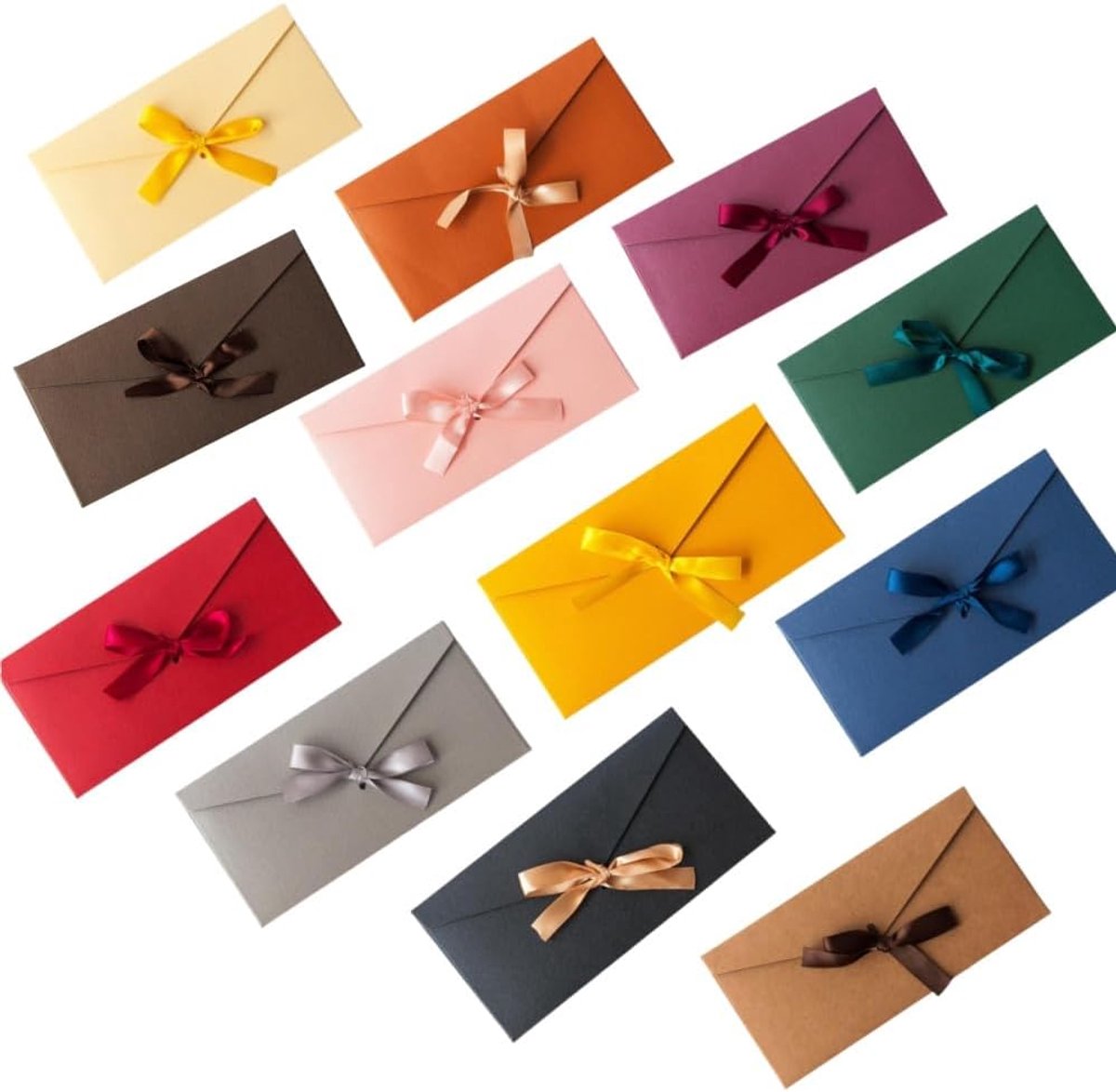 12 stuks gekleurde kleine kaartenenveloppen, 11 x 22 cm, kleurrijke enveloppen, vintage enveloppen, geschikt voor verjaardag, Valentijnsdag, Thanksgiving, bruiloft, afstudeerfeest (12