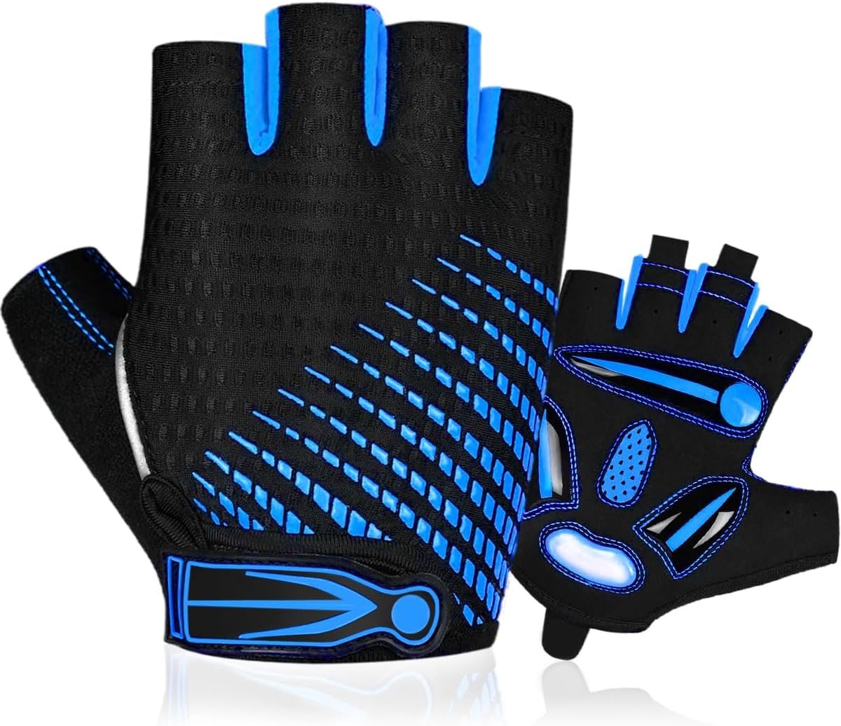Handschoenen met halve vingers - Gel gevoerde vingerloze fietshandschoenen - ademende MTB-handschoenen voor mannen en vrouwen - Schokabsorberende antislip fietshandschoenen voor sport