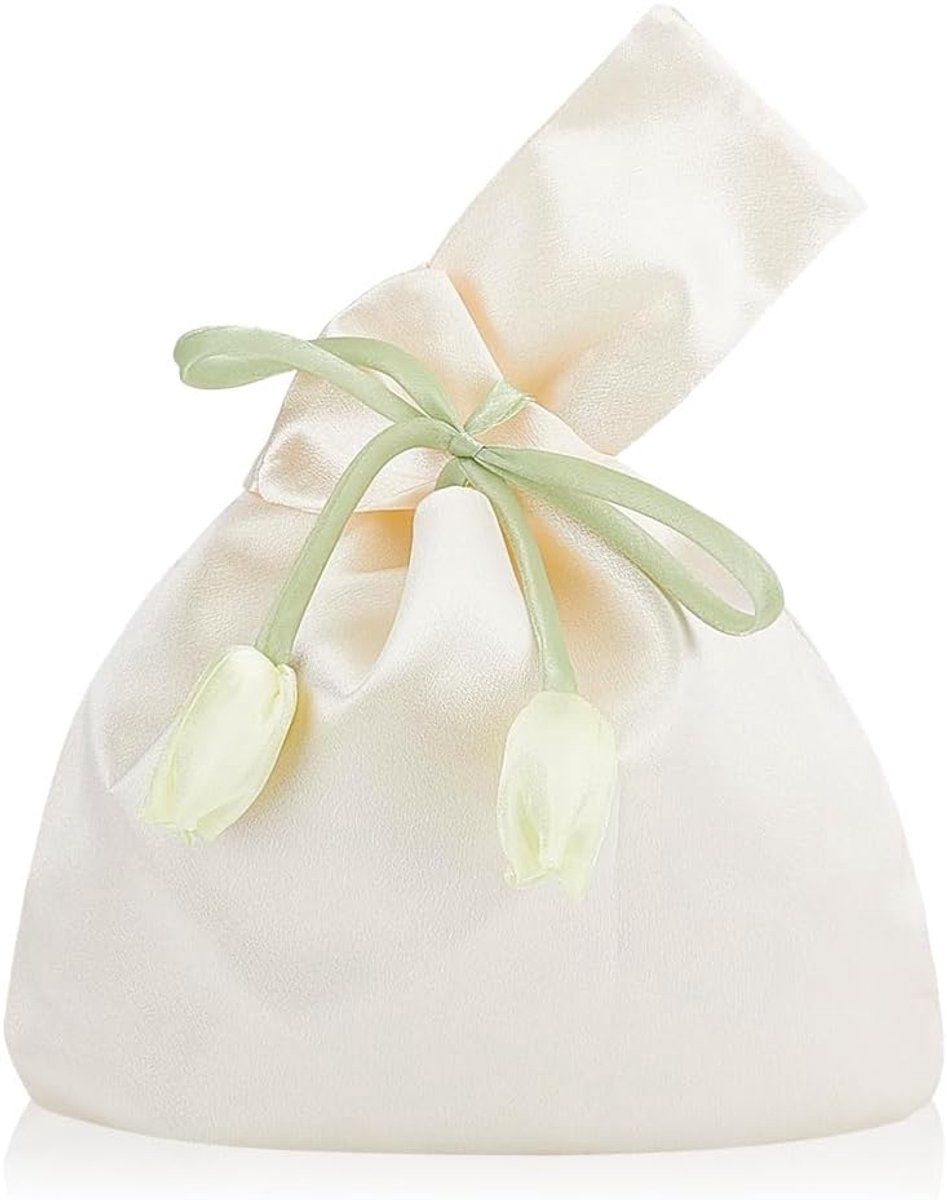 Polstas satijn knoop tas beige clutch handtas