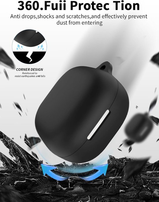 hoes voor Soundcore R60iNC open-ear koptelefoon, schokbestendig, toergy waterdicht, zacht en duurzaam, met koord, sleutelhanger en reinigingstool, zwart — afbeelding 5