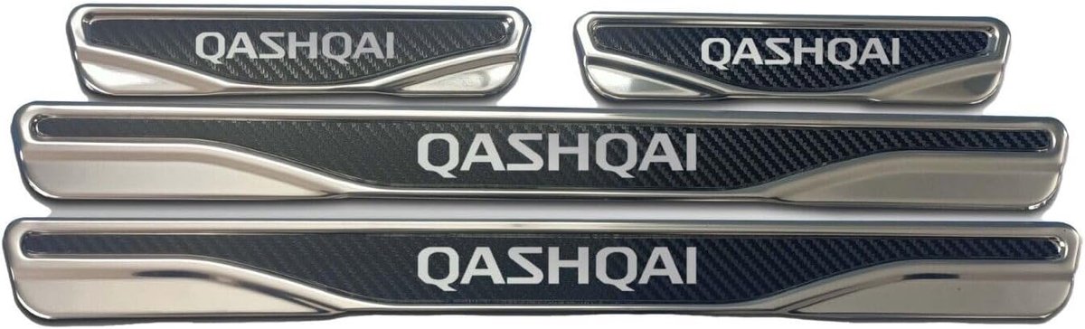 Nissan Qashqai Chroom & Koolstof Deur Dorpel Krasbescherming RVS