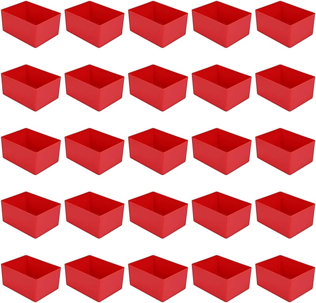25 stuks inzetbakken E54/1, 106x80x54 mm, blauw, 5 kleuren, industriestandaard, voor laden, assortimentsboxen etc, gemaakt van hoogwaardig slagvast polystyreen
