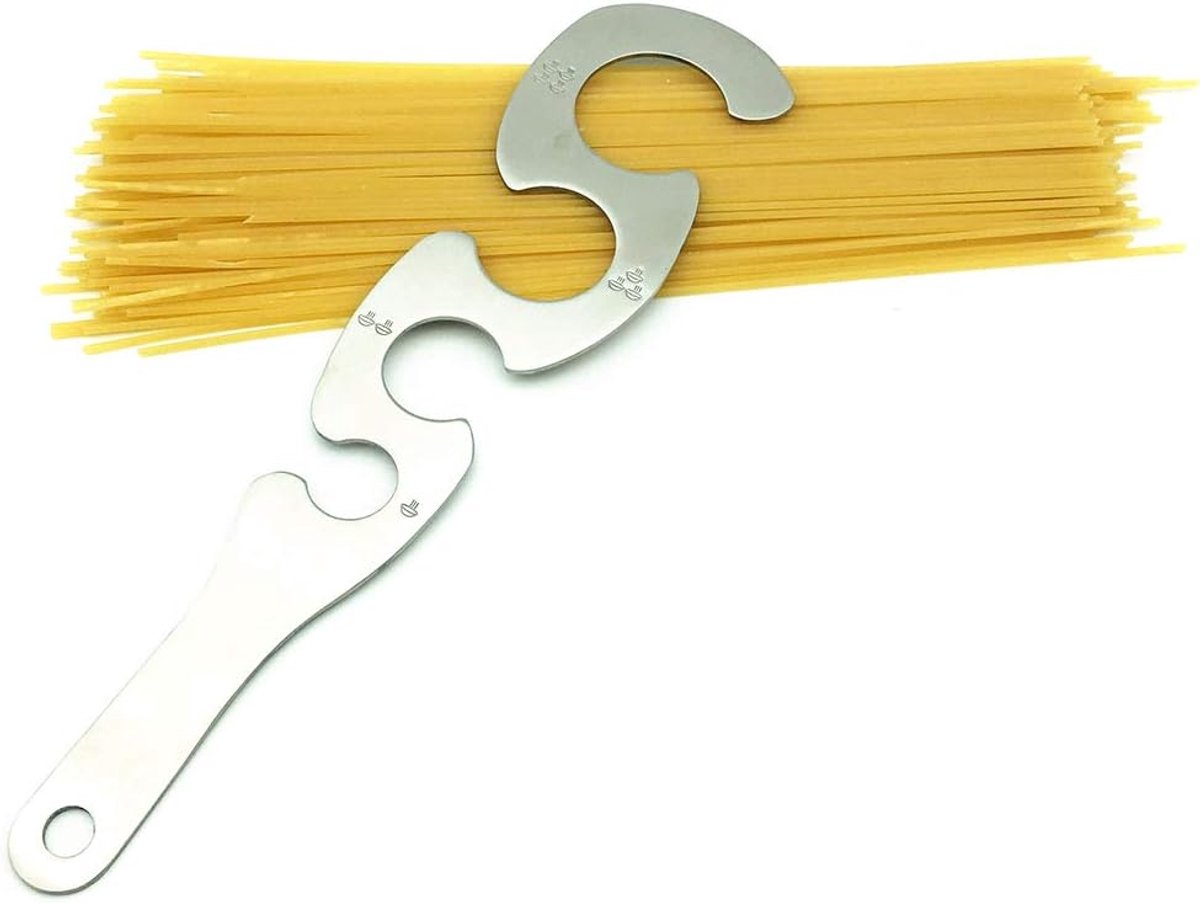 Spaghettimeter, 4 Gaten S-Vormige Spaghettiliniaal Pasta Portion Control Gadgets Spaghetti Portiegrootte Tool Keuken Noodle Kookgadgets (Silver)