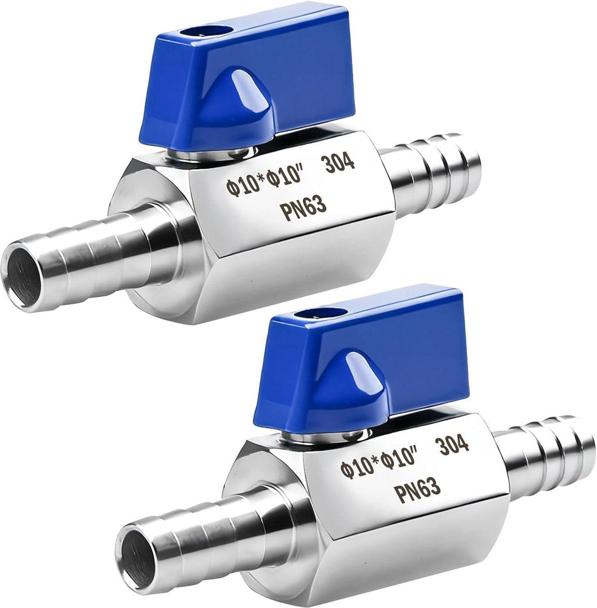 2 stuks 10 mm kogelkraan met weerhaak, roestvrij staal, afsluitventiel, pagodescharnier voor water, gas, olie, brandstof, druppelirrigatie, tuinkraan, duurzaam en corrosiebestendig