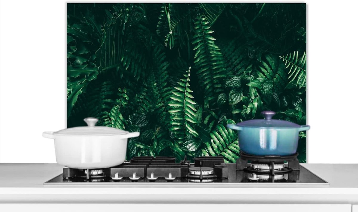 Spatscherm Keuken - 80x55 cm - Bladeren - Jungle - Natuur - Tropisch - Planten