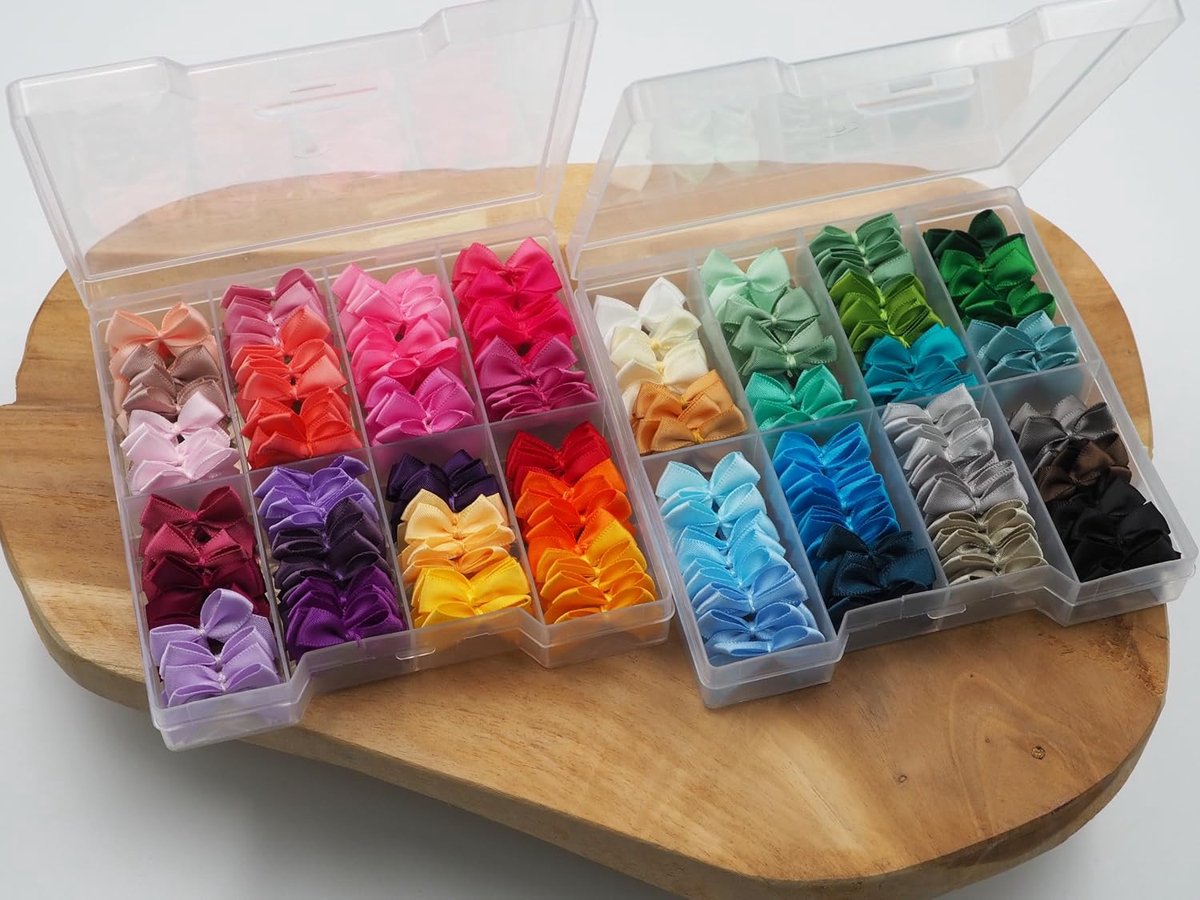 Pakket met 240 strikken, 48 kleuren à 5 stuks, ideaal voor het naaien van zelfgenaaide / gebreide/gehaakte kleding en accessoires