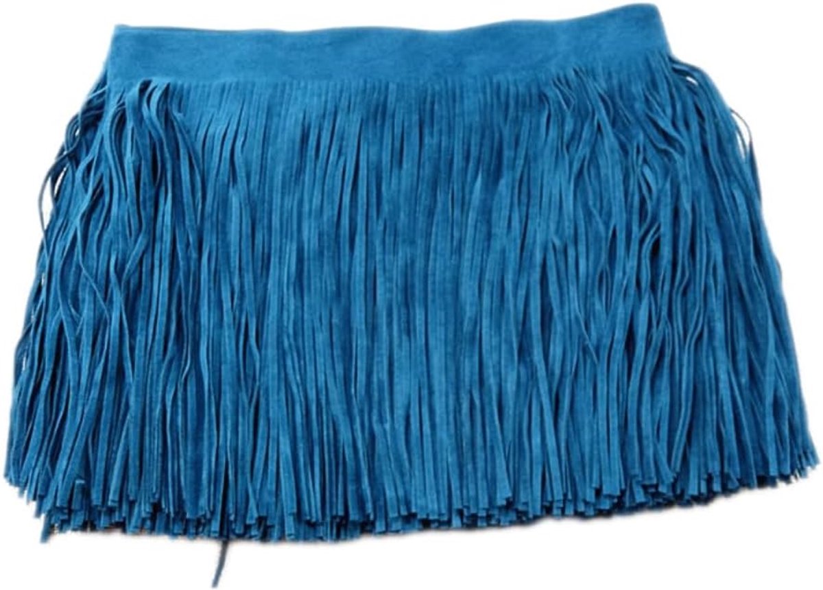 1 m lengte 15 cm kunstsuède, franjes, gesneden franjes, decoratieve band, dansfranjes, naaiaccessoires voor kleding, doe-het-zelf, naaien, gordijnen, tafelloper, decoratie, blauw