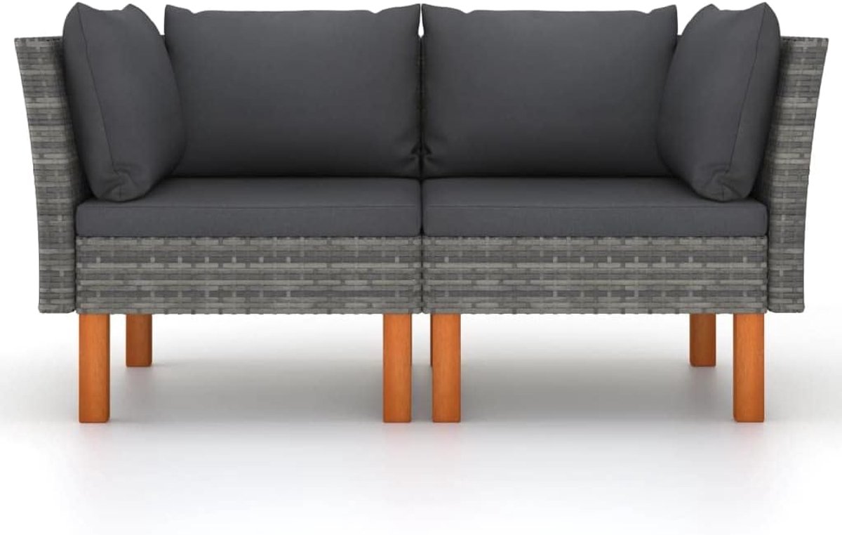 Hoekbank, 2 stuks, met massief eucalyptushouten poten, modulaire hoekbank met gepoedercoat stalen frame en afneembare kussenovertrekken