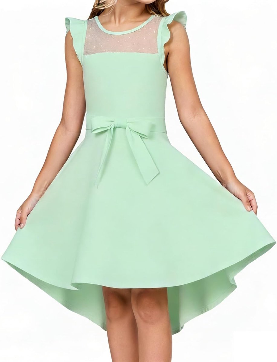 Zomerjurk voor meisjes, elegant, feestjurk, mouwloos, ronde hals, vrijetijdskleding, bruiloft, kinderen, 6-15 jaar
