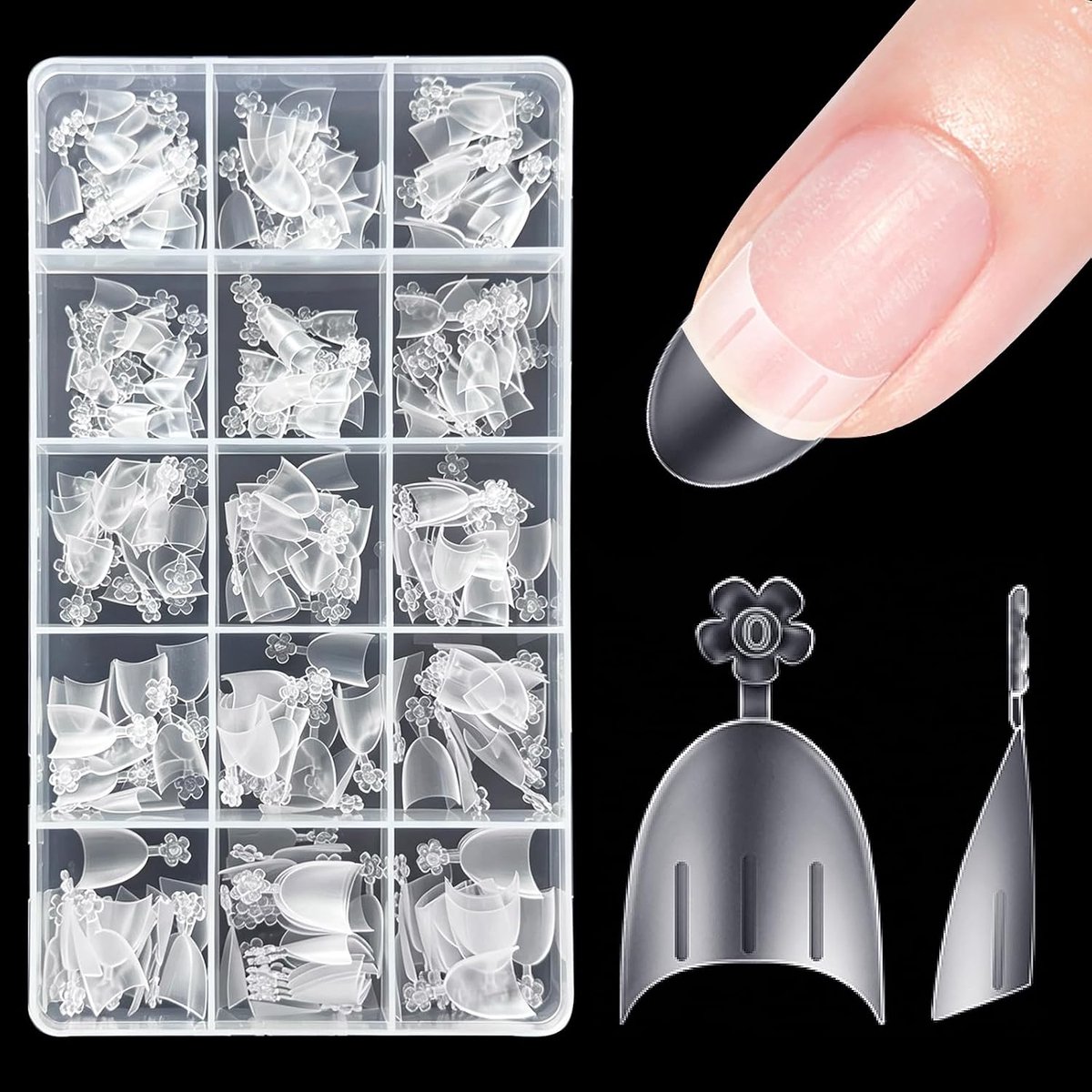 300 Stuks Nail Tips Almond Short Press on Nagel Tips - 12 Maten