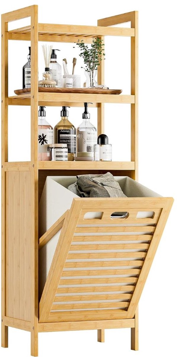 KLS® Wasmand 1 Vakken - Wasmand - Wasbox met 1 Vakken - Naturaal - 30cm x 40cm x 119cm