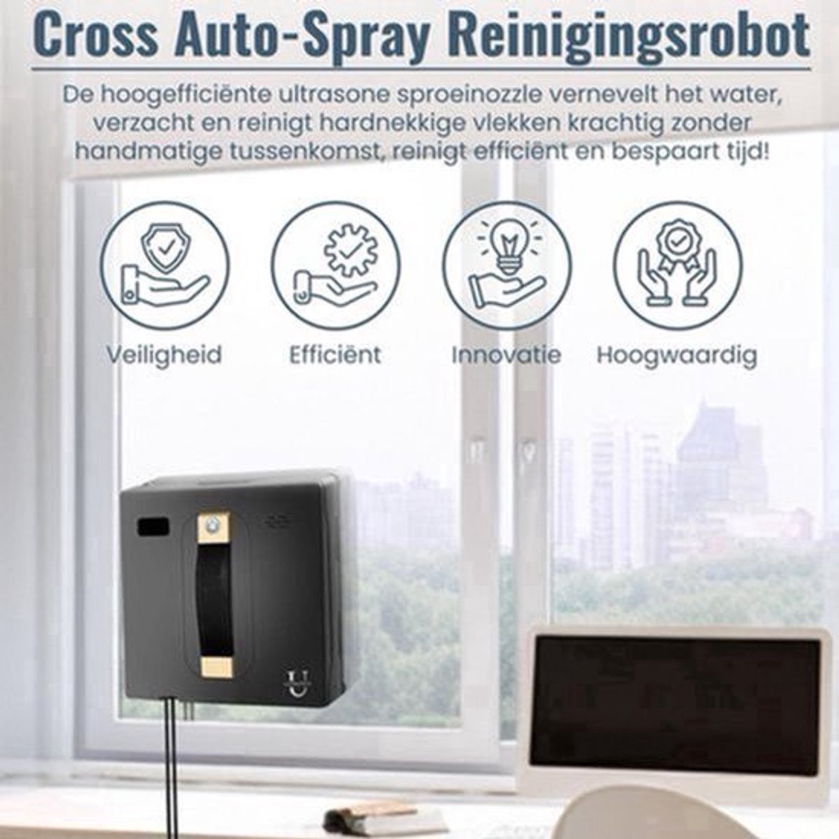 Robot Ramenwasser - Bestuurbare automatische glazenwasser - Ruitenreiniger met valbeveiliging - Ramenreiniger met afstandsbediening