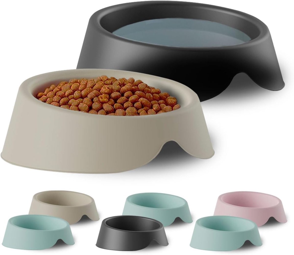 Voerbak voor katten en honden, inhoud 0,5 l, hygiënisch, economisch, duurzaam en gemakkelijk te reinigen, voor voer en water, 100% gerecycled kunststof, gemaakt in Spanje, antraciet