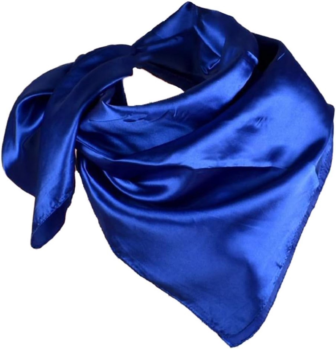 Hoofddoek voor dames, 1 stuk, effen satijn, islamitisch hoofddeksel, gezichtssjaal, tulband, 90 x 90 cm, diepblauw B, One size