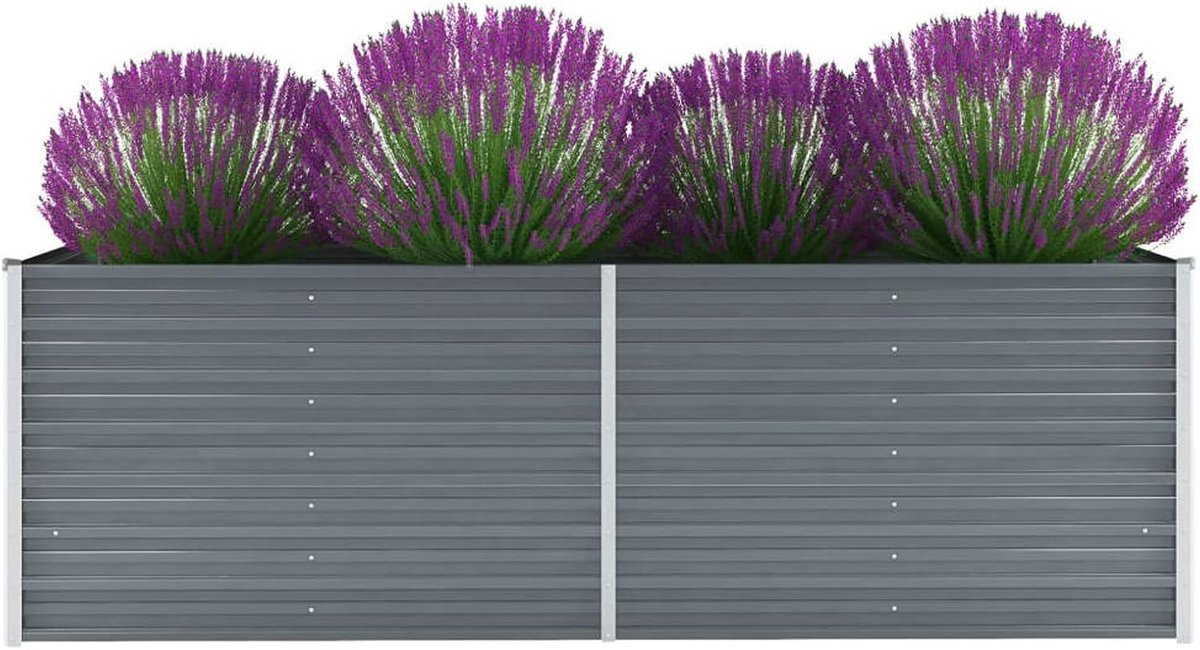 Plantenbak, grijs, verzinkt, plantenbak voor het kweken van bloemen, kruiden, planten, verhoogd bed voor tuin, moestuin voor terras, balkon en buiten