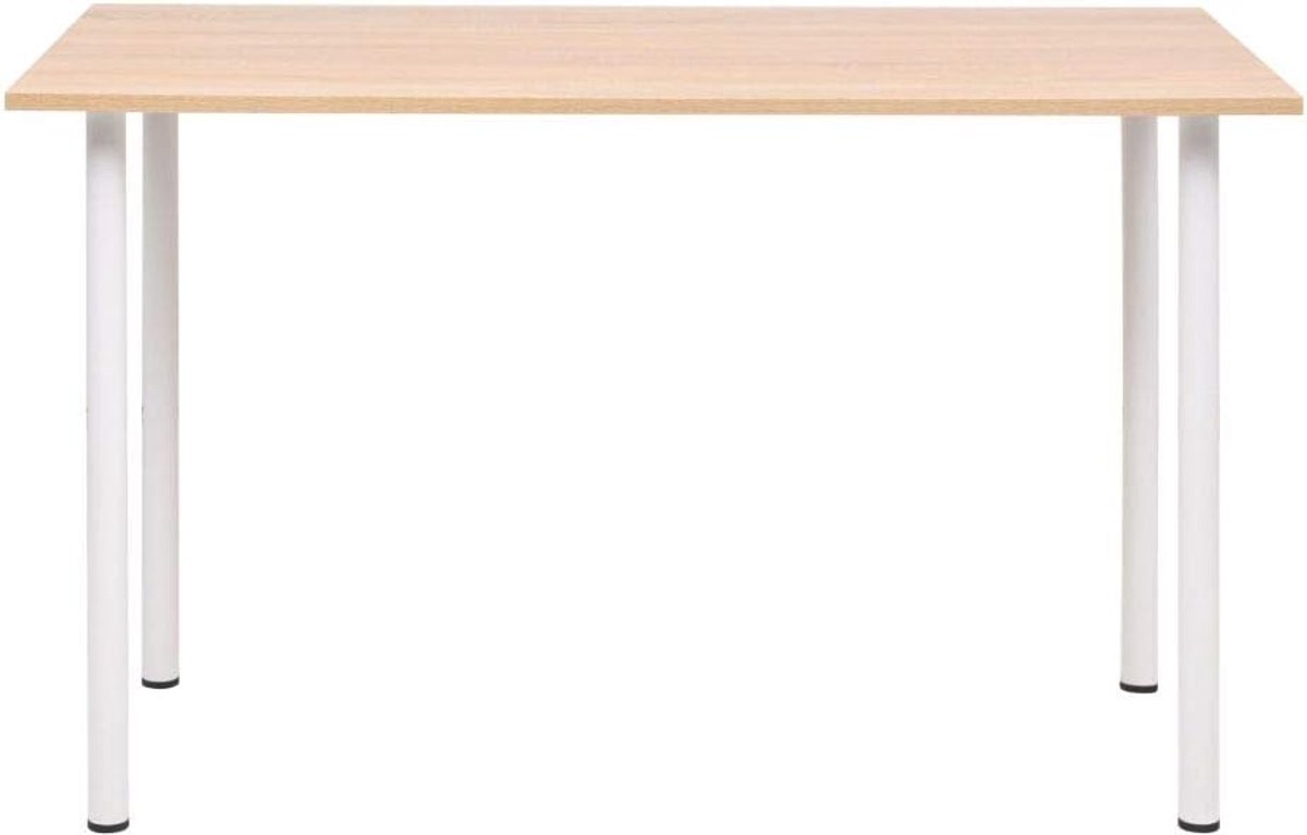 Eettafel eetkamertafel spaanplaat stalen frame keukentafel 120 x 60 x 73 cm eiken en wit