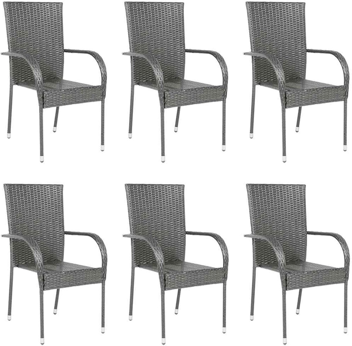 Tuinstoelen, stapelbaar, tuinstoelen voor buiten, stapelbaar, voor buiten, terras, synthetische rotan, grijs