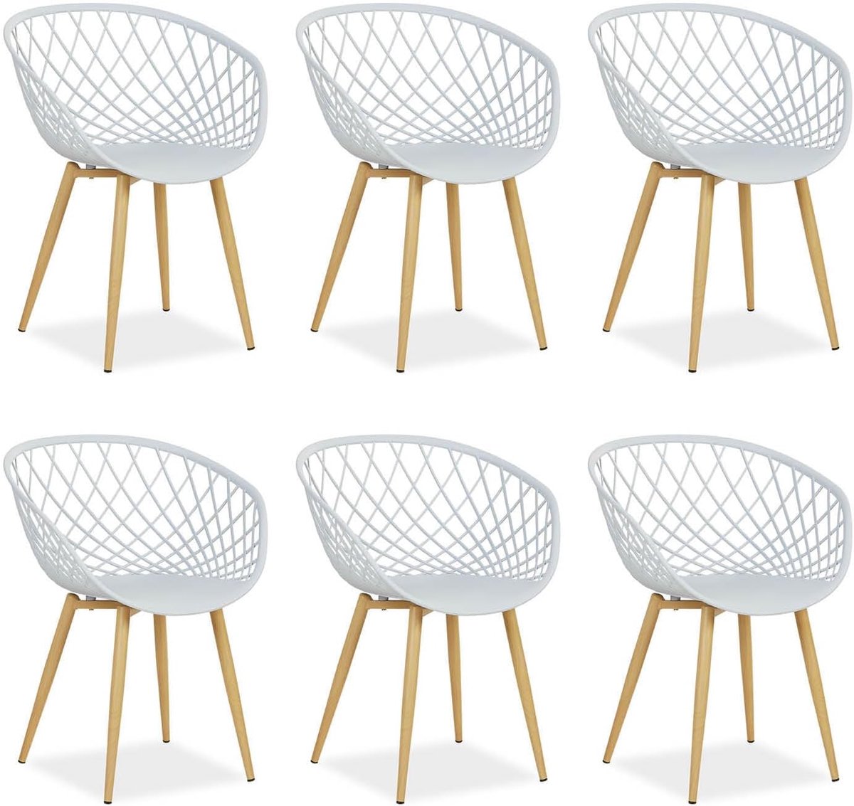 Set van 6 tuinstoelen, grijs, kunststof, weerbestendig
