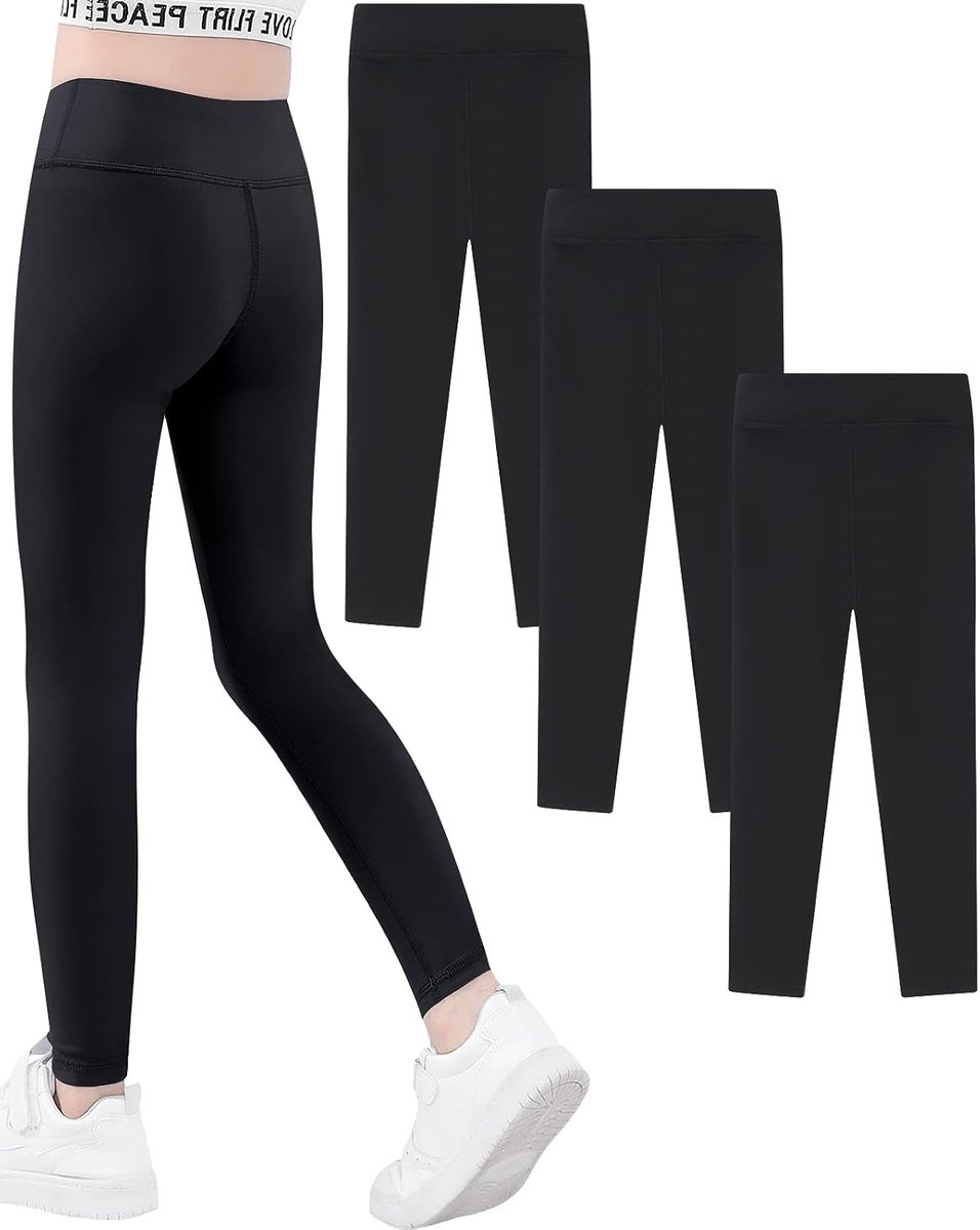 Meisjes Yoga-Legging Kleurrijke Sports Dance Pack van 3 Zwart 11-12 Jaar (Fabrikant Maat 160)