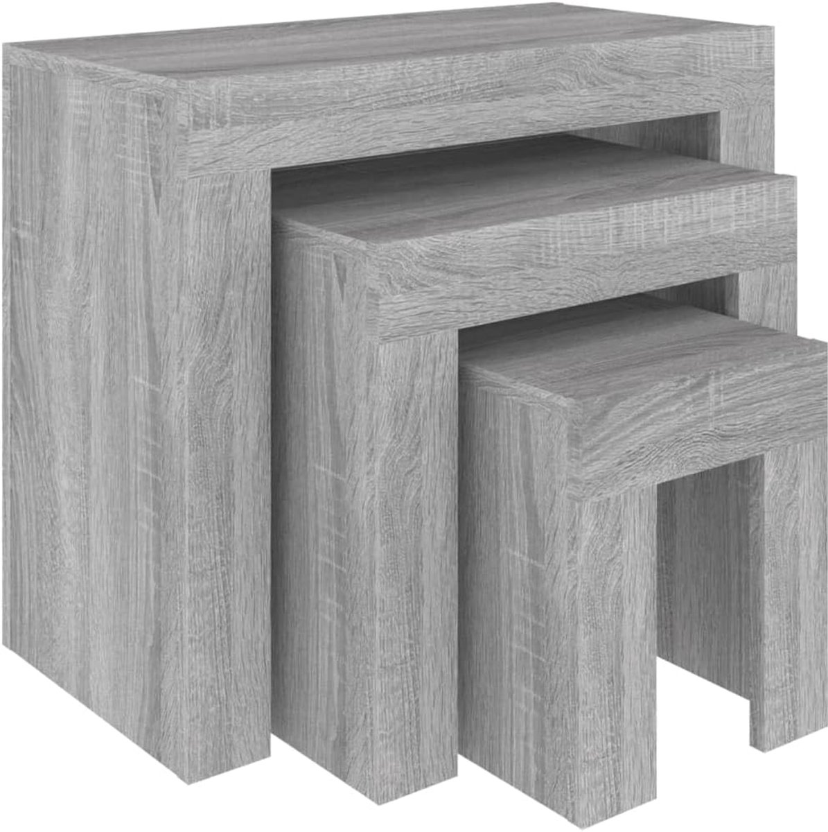 Salontafels, set van 3, grijs, tafels in 3 maten van houtmateriaal, ruimtebesparend design voor woonkamer, slaapkamer en kantoor, veelzijdig als bijzettafel
